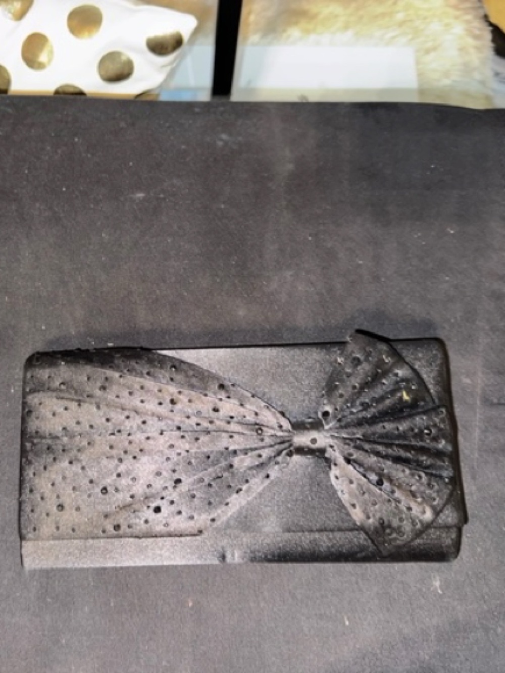 Black Bow Accent Clutch Wristlet